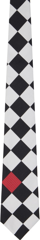 Photo: Comme des Garçons Homme Deux Black & White Silk Geometric Pattern Tie