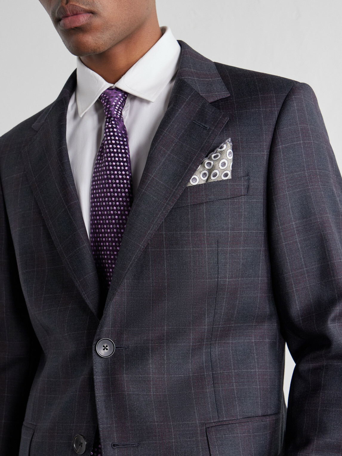 Mr P. - Checked Wool Suit Jacket - Gray