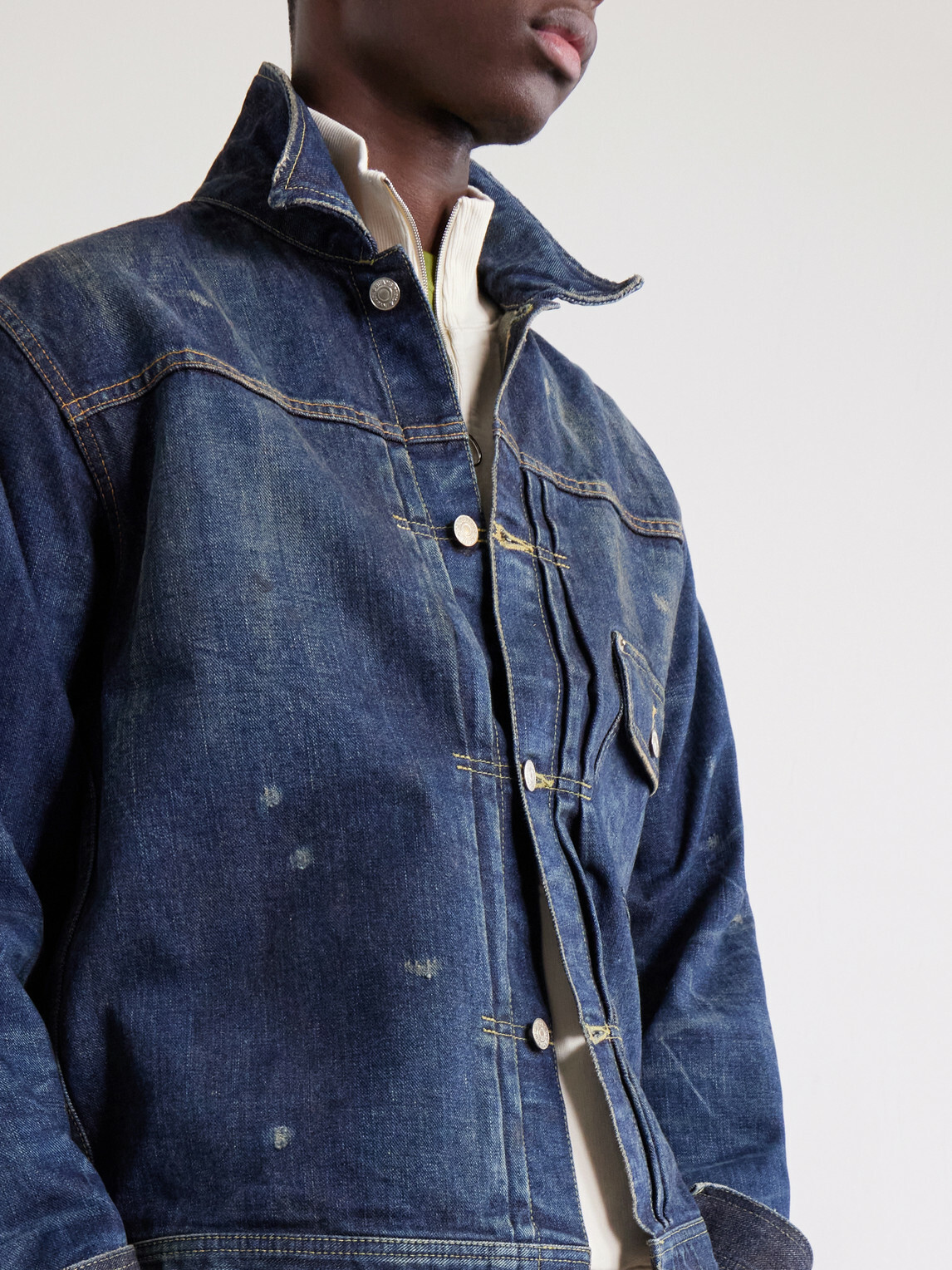 Beams Plus - Digger Distressed Denim Jacket - Blue