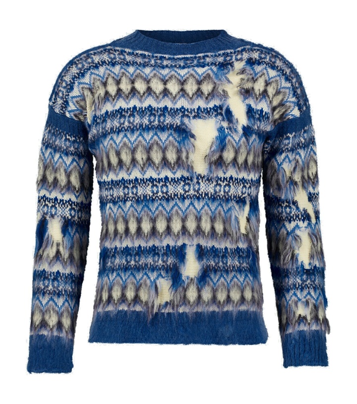 Photo: Maison Margiela - Distressed wool-blend Fairisle sweater