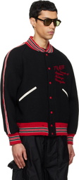 NEEDLES Black Deconstructed Letter Bomber Jacket