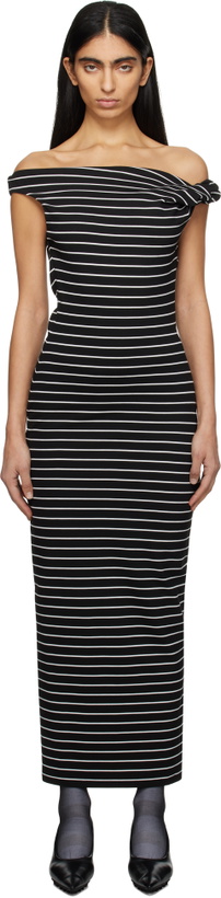 Photo: MSGM Black & White Striped Midi Dress