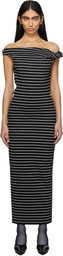 MSGM Black & White Striped Midi Dress