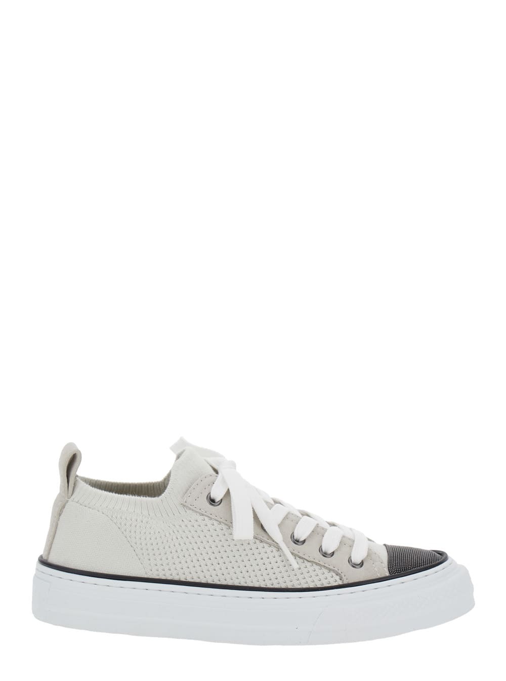 スニーカー Low-top Wool flannel sneakers with leather profiles Low-top wool flannel sneakers with leather profiles BRUNELLO