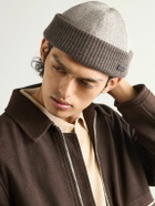 Loro Piana - Logo-Appliquéd Herringbone Cotton-Blend and Ribbed-Knit Beanie - Brown