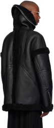 Helmut Lang Black Apex Teddy Reversible Leather Jacket