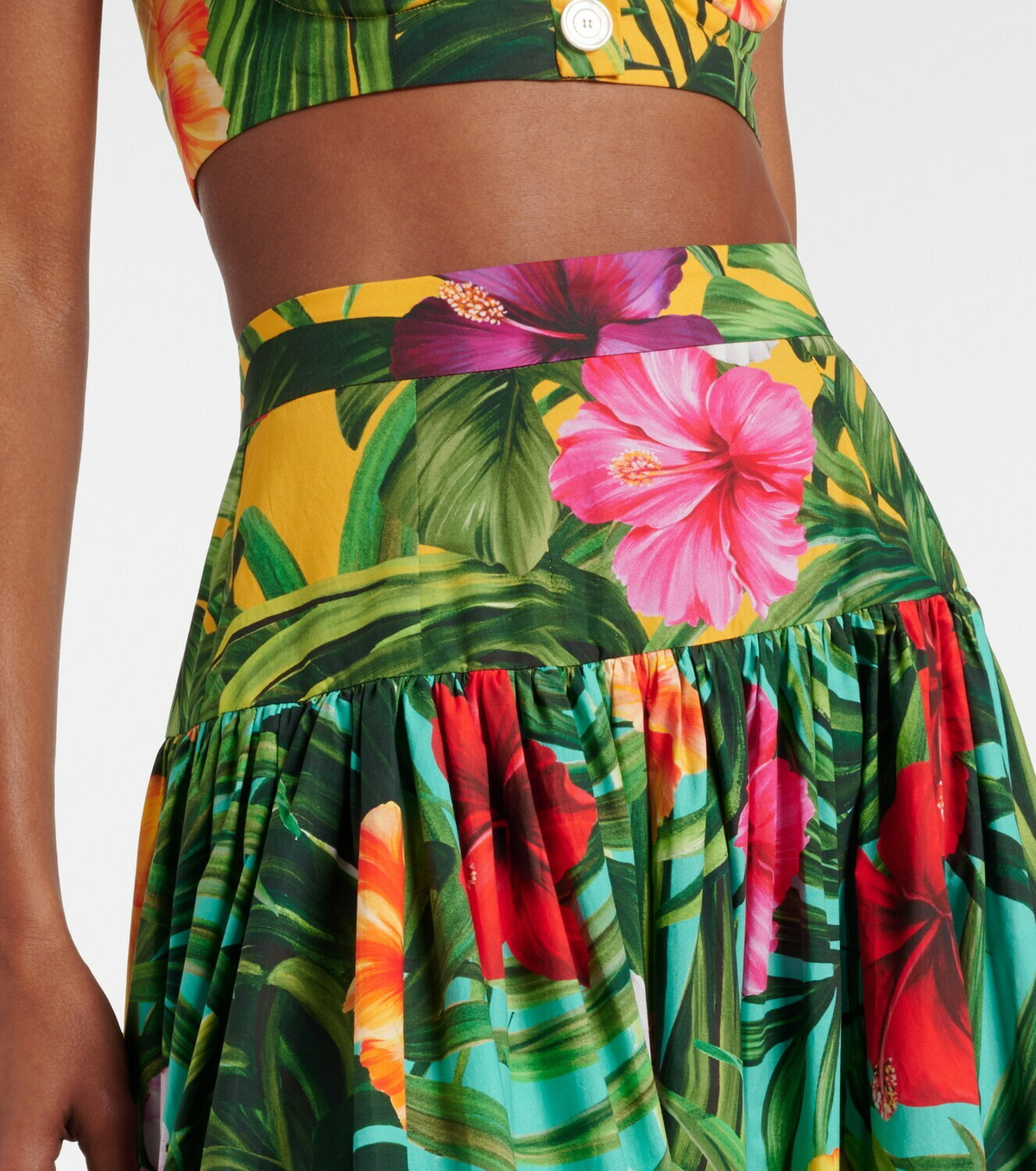 Dolce&Gabbana Floral tiered cotton maxi skirt
