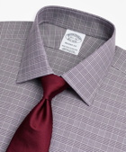 Brooks Brothers Men's Stretch Regent Regular-Fit Dress Shirt, Non-Iron Royal Oxford Ainsley Collar Glen Plaid | Purple
