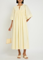 Skall Studio Nadja Pleated Cotton Midi Dress Cream