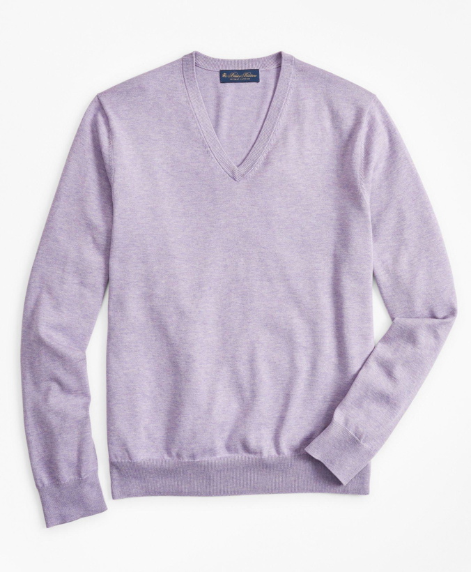 Photo: Brooks Brothers Men's Supima Cotton V-Neck Sweater | Lilac
