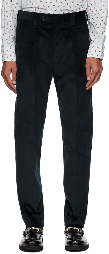 Photo: Paul Smith Navy Pleated Trousers