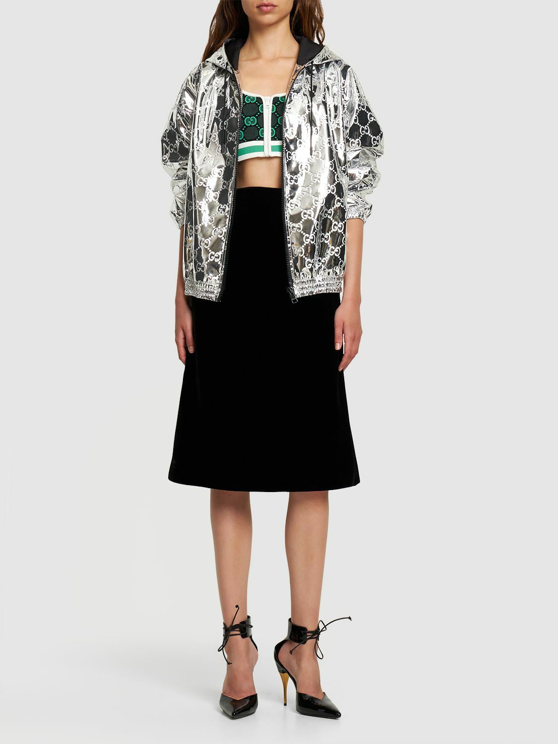 【GUCCI 】BIG Sale★TECHOテクノ ギャバジン コート Techno gabardine half-zip jacket in black - Gucci | Mytheresa