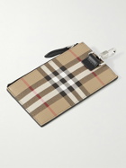Burberry - Leather-Trimmed Checked Coated-Canvas Zipped Cardholder