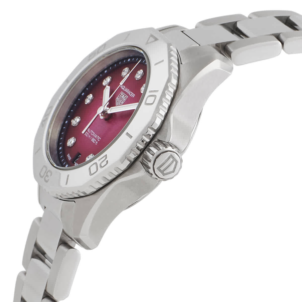 Tag Heuer Aquaracer Professional 200 Automatic Diamond Red Dial Ladies Watch WBP2414.BA0622