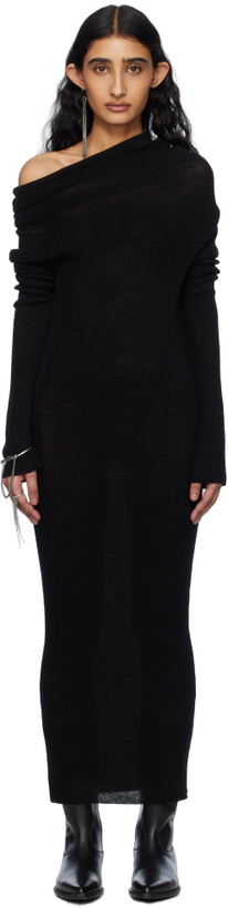 Photo: Ann Demeulemeester Black Barbro Dropped Shoulder Knit Midi Dress