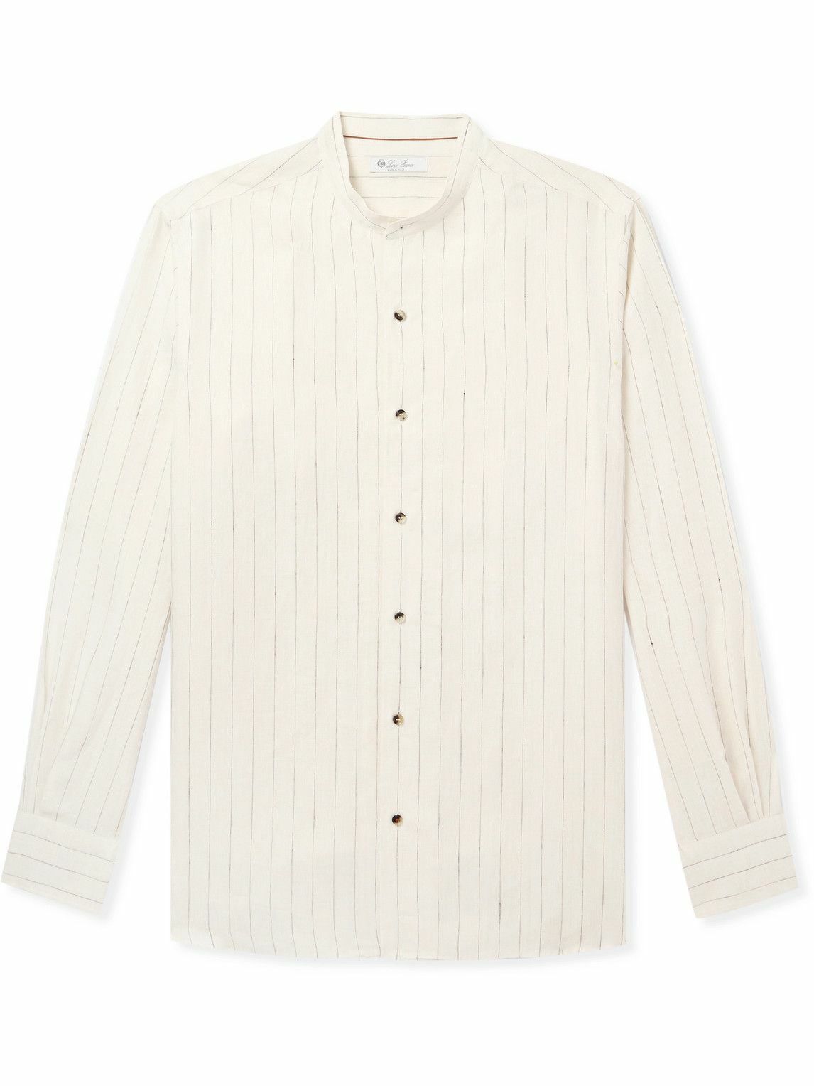 Loro Piana - Elia Grandad-Collar Pinstriped Linen Shirt - Neutrals Loro ...