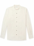 Loro Piana - Elia Grandad-Collar Pinstriped Linen Shirt - Neutrals