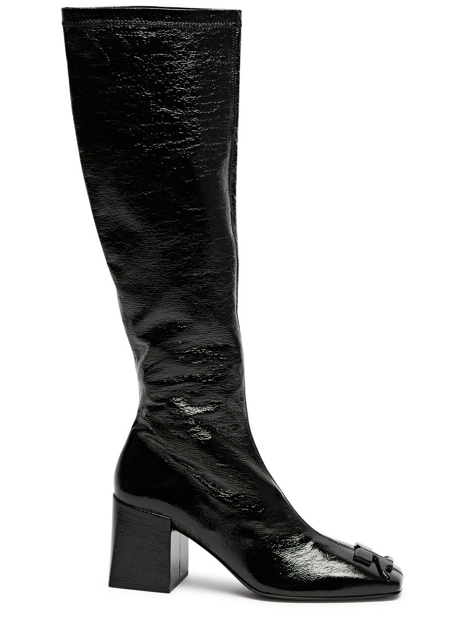 ブーツその他 Courreges High-Shine Black Calf Leather Knee-High Boots Boots & High Boots Women - courrèges