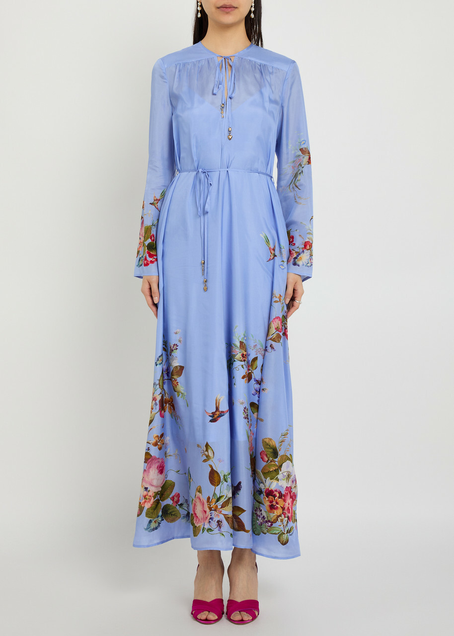 Zimmermann Patience Floral-print Silk Maxi Dress Blue