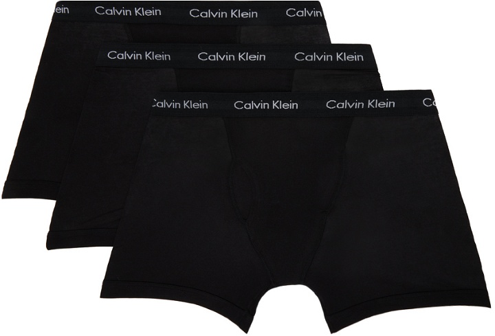 Photo: Calvin Klein Underwear Three-Pack Black Stretch Boxer Briefs