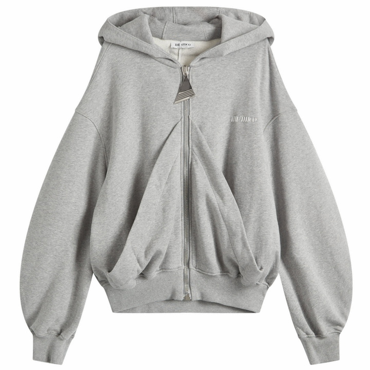 Photo: The Attico Women's Zip Front Hooded Sweatshirt in Melange Grey