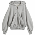 The Attico Women's Zip Front Hooded Sweatshirt in Melange Grey