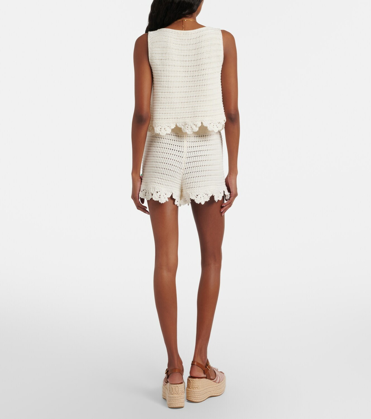 Chloé Crochet scalloped cotton shorts