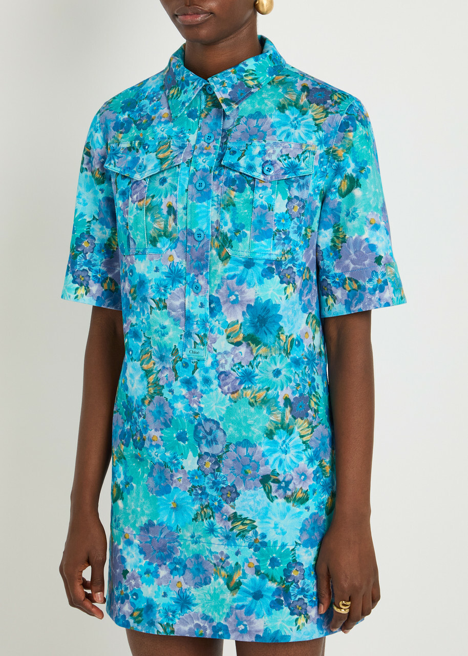 Chloe Floral Print Stretch-cotton Dress Multicoloured
