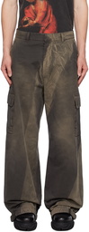 Off-White Gray & Taupe Embroidered Cargo Pants