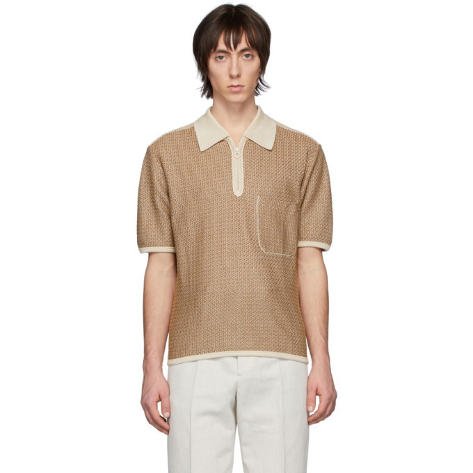 Photo: Lemaire Brown and Off-White Knitted Polo