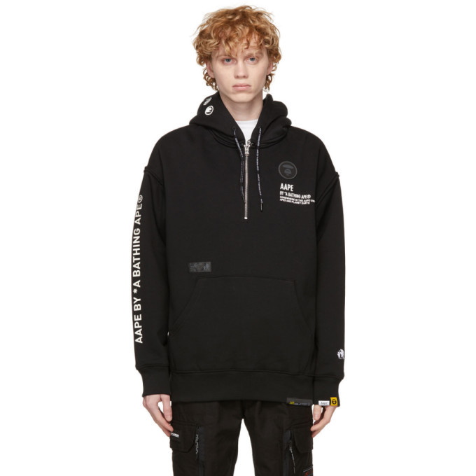 Photo: AAPE by A Bathing Ape Black Half-Zip Hoodie