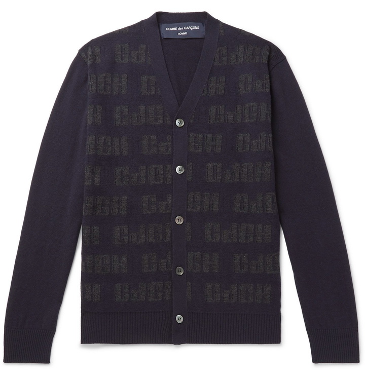 Photo: Comme des Garçons HOMME - Logo-Intarsia Wool Cardigan - Blue