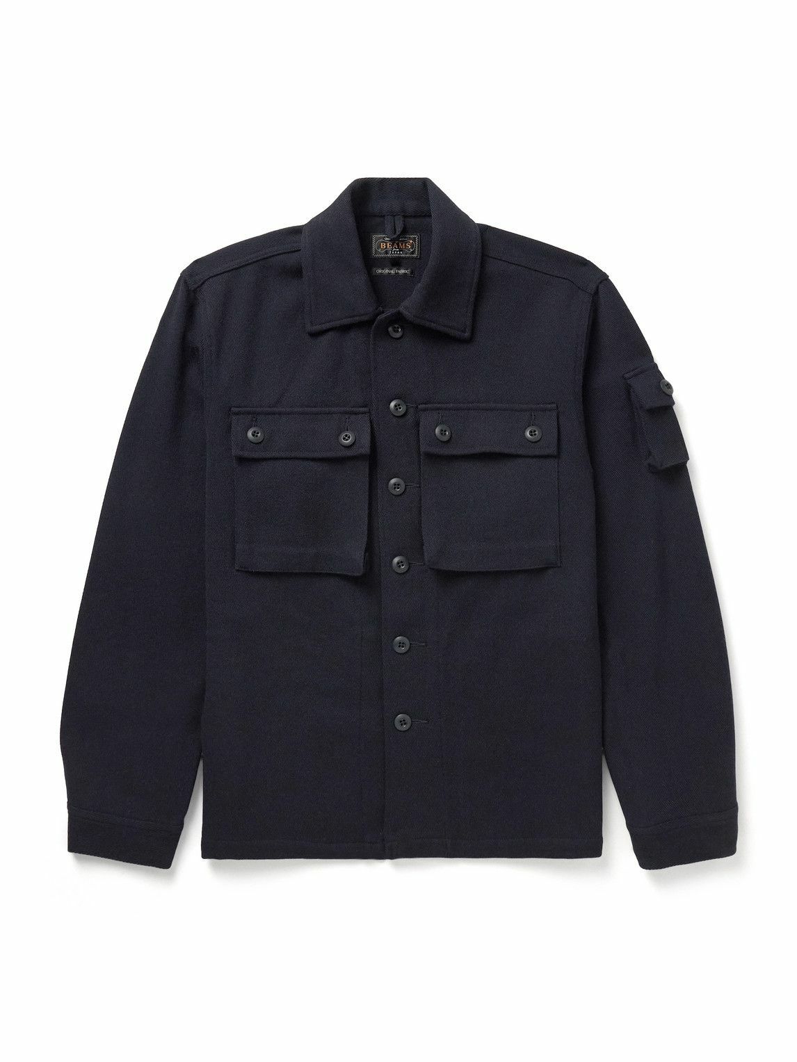Beams Plus Men's Jersey Zip Bomber Jacket in Navy Beams Plus