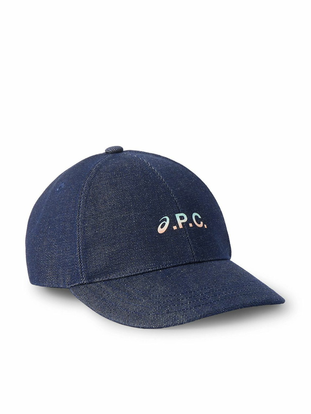 Photo: A.P.C. - ASICS Interaction Logo-Print Denim Baseball Cap - Blue
