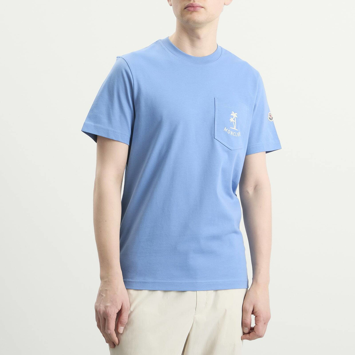 Moncler Men's Palm Logo Pocket T-Shirt in Blue