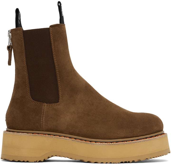 Photo: R13 Brown Single Stack Chelsea Boots