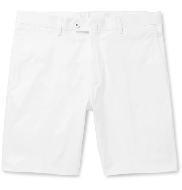 Photo: Odyssee - Combes Slim-Fit Stretch-Cotton Twill Shorts - White