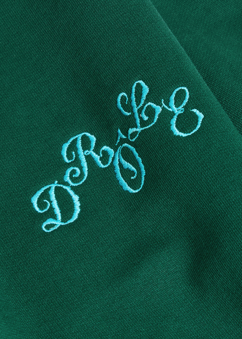 DRÔLE DE Monsieur Le Sweatshirt Plateau Embroidered Cotton Sweatshirt Dark Green
