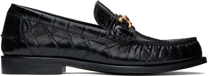 Photo: Versace Black Croc-Effect Medusa '95 Loafers