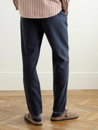 Mr P. - Cavalry Straight-Leg Cotton and Wool-Blend Twill Drawstring Trousers - Blue