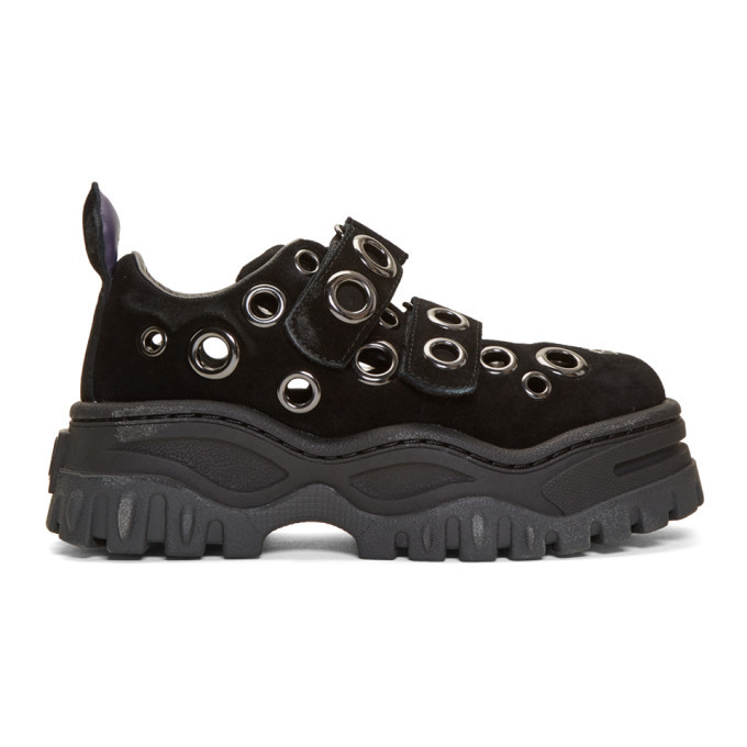 Eytys SSENSE Exclusive Black Suede Grommet Angel Sneakers Eytys