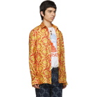 Versace Red and Gold Barocco Print Shirt