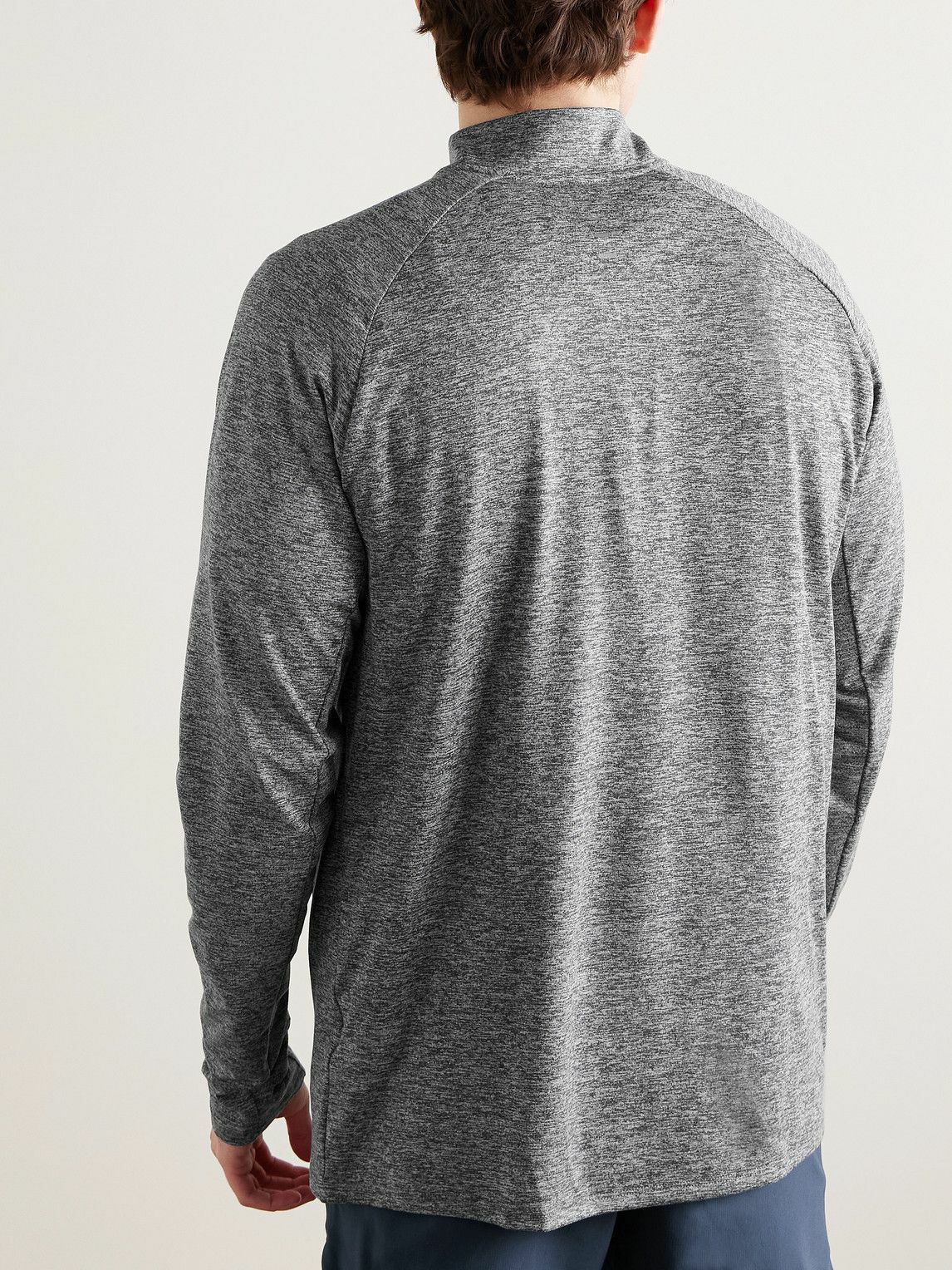NIKE RUNNING - Stride Mesh-Panelled Logo-Print Dri-FIT Half-Zip Top - Gray