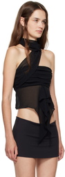 GUIZIO Black Chiffon Wrap Around Top