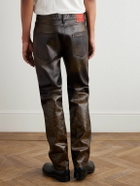 424 - Straight-Leg Leopard-Print Leather Trousers - Black