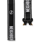 Neighborhood - 3cm Logo-Jacquard Webbing Belt - Black