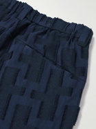 Blue Blue Japan - Pleated Textured Cotton and Wool-Blend Jacquard Trousers - Blue
