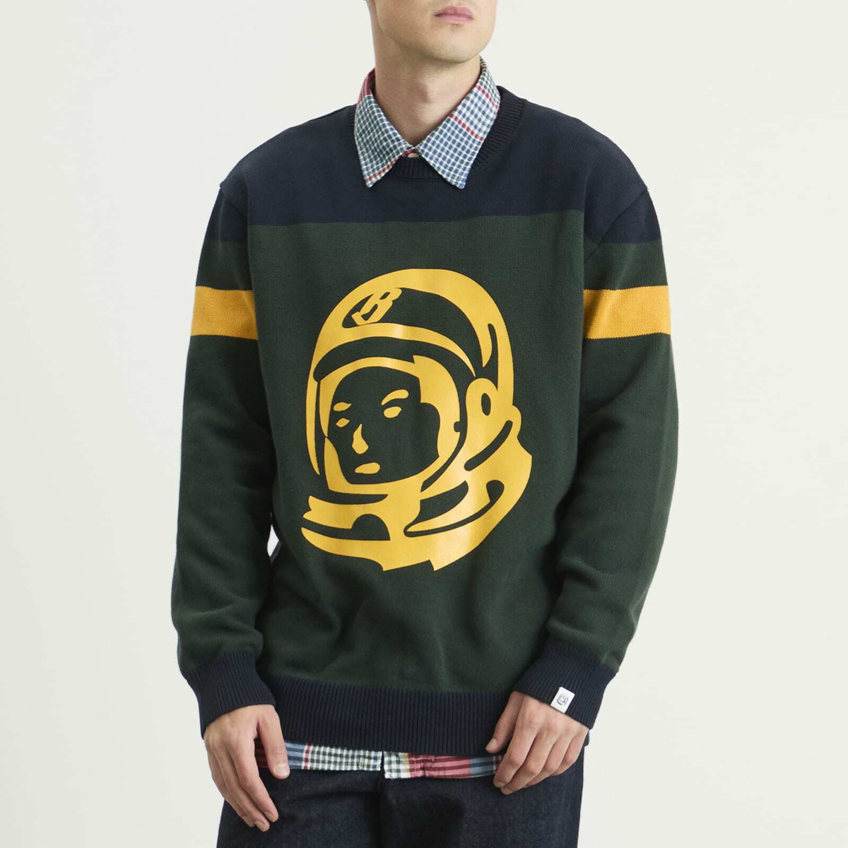 Billionaire Boys Club Men's Astro Panelled Knit Jumper in Dark Green