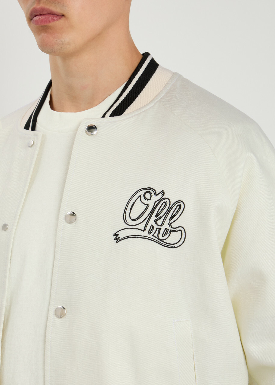 Off-white Souvenir Logo-embroidered Linen Varsity Jacket