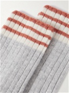 Brunello Cucinelli - Striped Ribbed Cashmere Socks - Gray